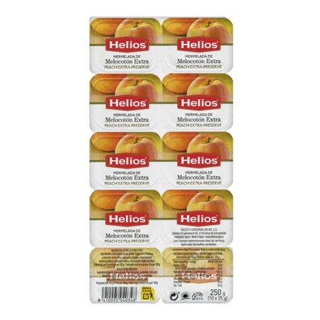 Mermelada de melocotón extra Helios 25 g pack 10 ud