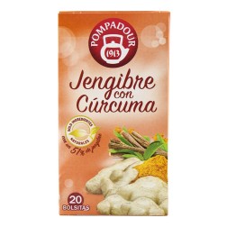 Infusión de jengibre y cúrcuma Pompadour caja 20x1.8 g
