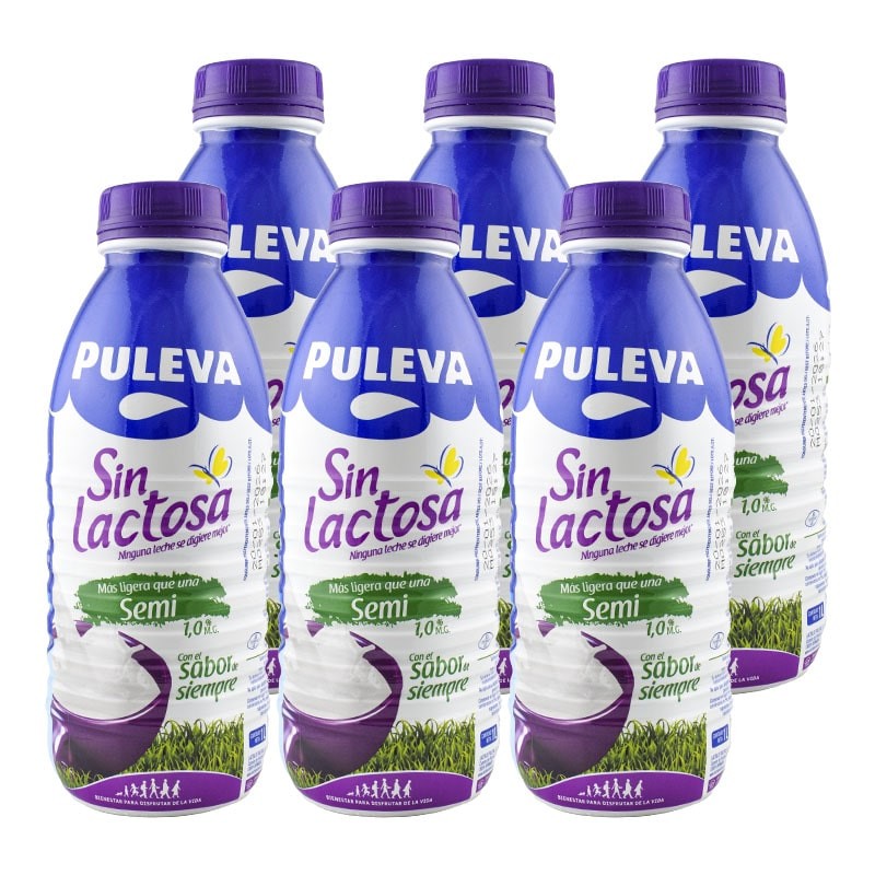 Leche semidesnatada sin lactosa Puleva botella 1 litro pack 6 botellas Leche semidesnatada sin lactosa Puleva botella 1 litro pack 6 botellas