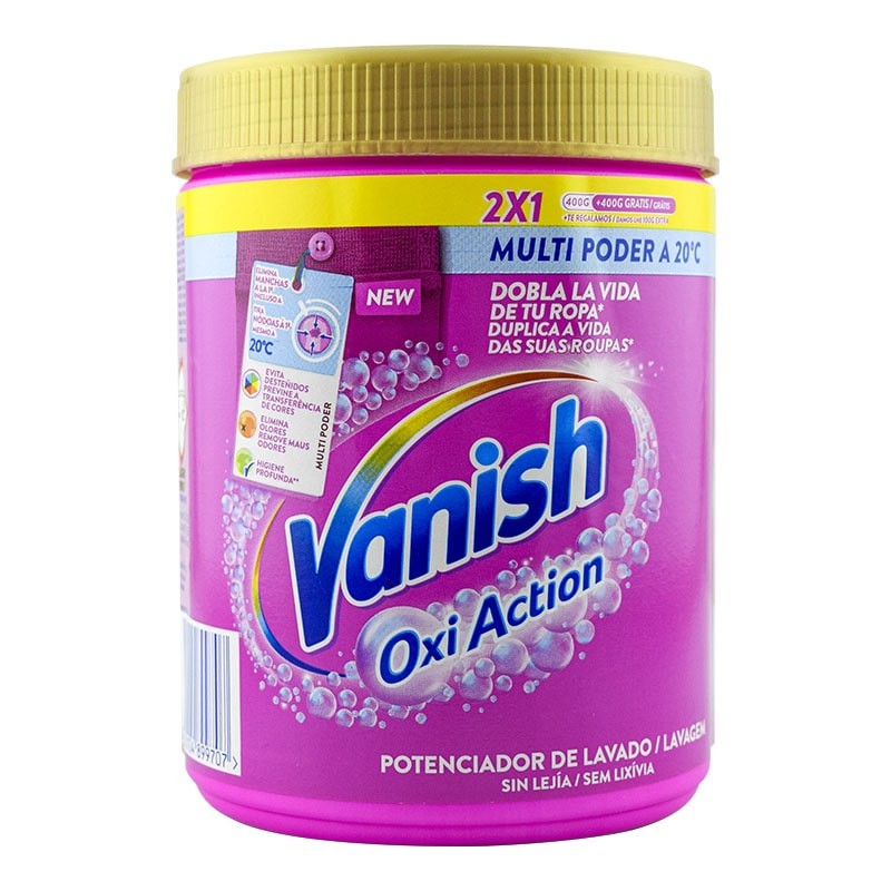 Quitamanchas en polvo sin lejía Vanish Oxi Action 400 g + 500 gratis