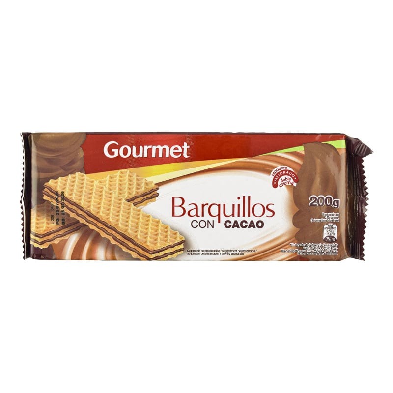 Barquillos con cacao Gourmet paquete 200 g
