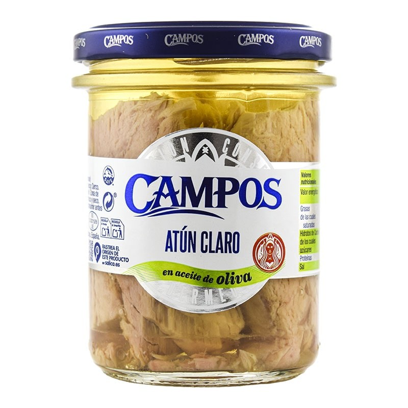 Atún claro en aceite de oliva Campos tarro 180 g