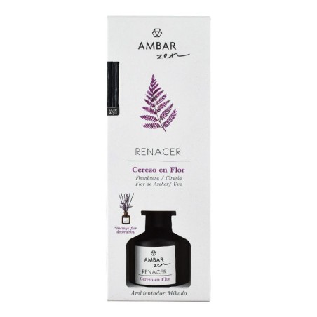 Ambientador mikado aroma cerezo en flor Ambar Zen Renacer frasco 40 ml