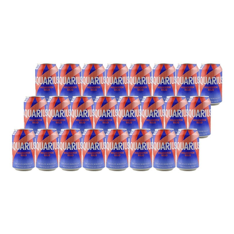 Bebida isotónica Aquarius melocotón rojo 33 cl pack 24 latas Bebida isotónica Aquarius melocotón rojo 33 cl pack 24 latas