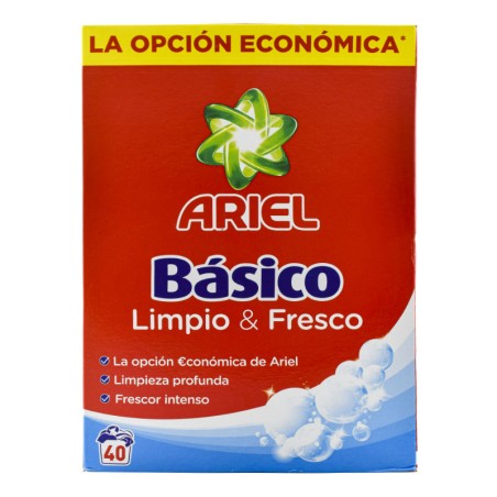 Detergente en polvo Ariel Básico Limpio & Fresco 40 lavados tambor 2.6 kg