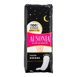 Compresas sin alas Ausonia Clásica Noche paquete 10 ud