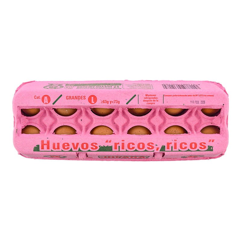 Huevos frescos categoría A talla L Jopaga caja 12 huevos
