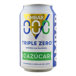 Cerveza sin alcohol sin azúcar Ambar Triple Zero 33 cl pack 24 latas