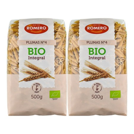 Macarrones plumas integrales ecológicos nº 4 Romero pack 2x500 g