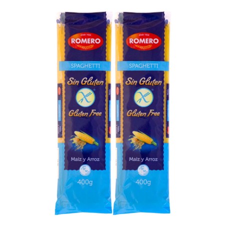 Espaguetis de maíz y arroz sin gluten Romero pack 2x400 g