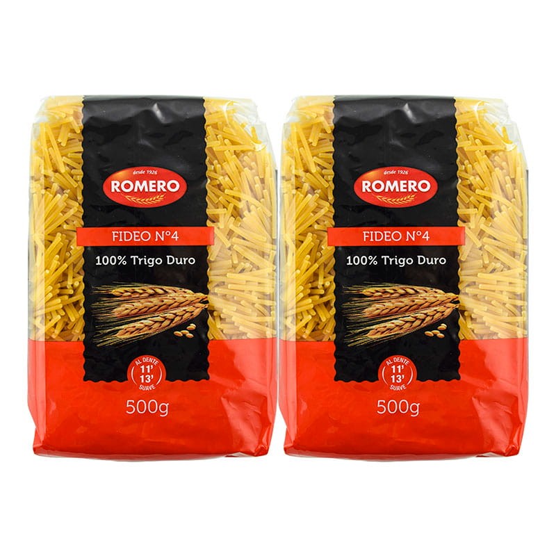 Fideos 100% trigo duro nº 4 Romero pack 2x500 g Fideos 100% trigo duro nº 4 Romero pack 2x500 g
