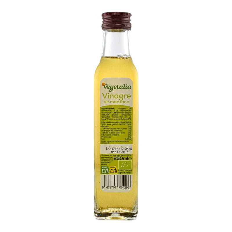 Vinagre de manzana ecológico Vegetalia botella 250 ml