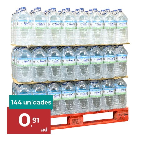 Agua mineral Sierra del Águila 5 litros palet 36 packs de 4 garrafas