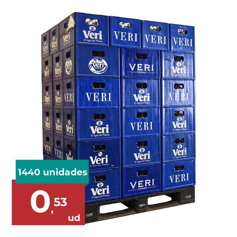 Agua mineral natural Veri 330 ml palet 60 cajas de 24 botellas cristal retornable - Zaragoza Agua mineral natural Veri 330 ml palet 60 cajas de 24 botellas cristal retornable - Zaragoza