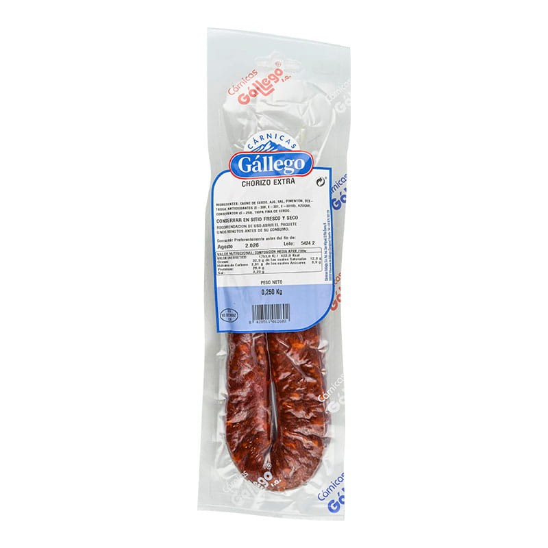 Chorizo extra Cárnicas Gállego 250 g Chorizo extra Cárnicas Gállego 250 g