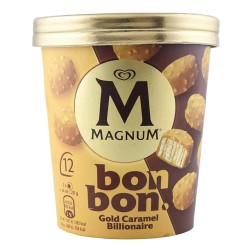Bombones de helado con caramelo salado y galleta Magnum BonBon Gold Caramel Billonaire tarrina 12 ud 204 ml
