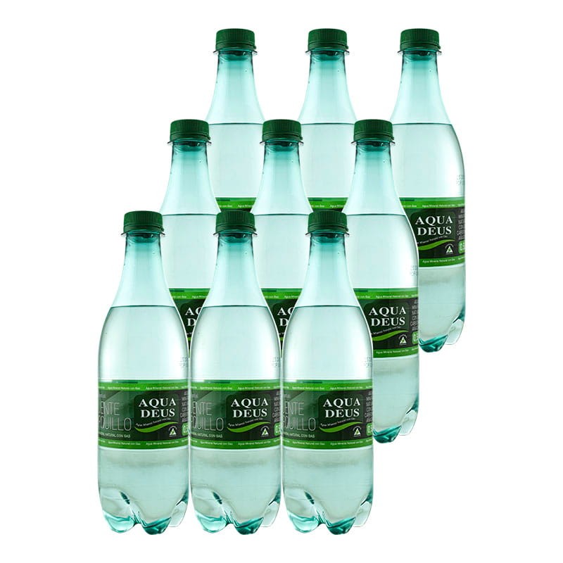 Agua mineral natural con gas Aquadeus 500 ml pack 9 botellas