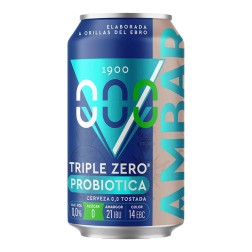 Cerveza tostada sin alcohol sin azúcar Ambar Triple Zero Probiótica 33 cl pack 24 latas