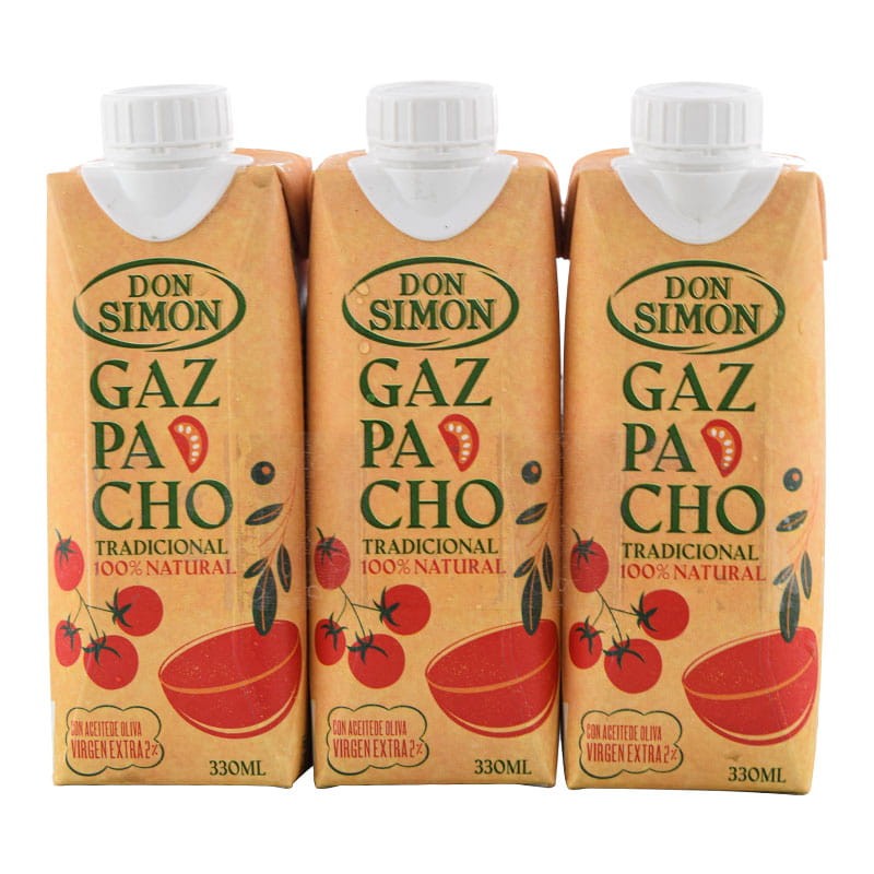 Gazpacho tradicional con aceite de oliva virgen extra Don Simón brick 3x330 ml Gazpacho tradicional con aceite de oliva virgen extra Don Simón brick 3x330 ml