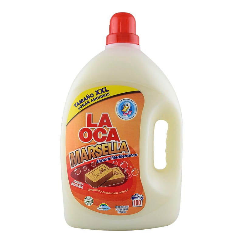 Detergente líquido La Oca Marsella Frescor Mediterráneo 100 lavados botella 5 litros Detergente líquido La Oca Marsella Frescor Mediterráneo 100 lavados botella 5 litros