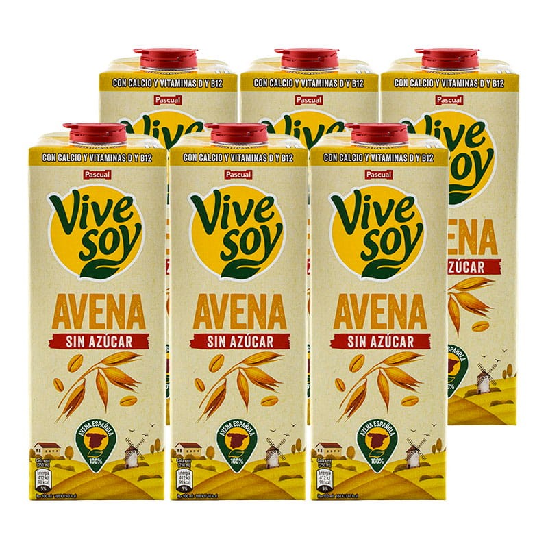 Bebida de avena sin azúcar Vivesoy 1 litro caja 6 bricks Bebida de avena sin azúcar Vivesoy 1 litro caja 6 bricks