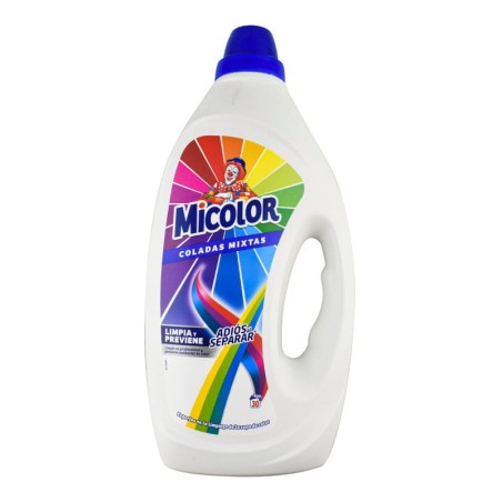 Detergente líquido coladas mixtas Micolor Adiós al separar Limpia y protege 30 lavados botella 1.35 litros