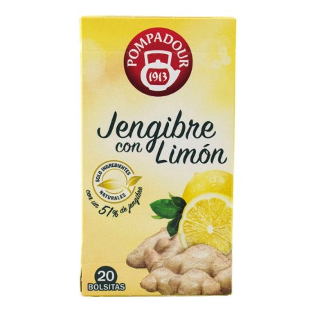 Infusión jengibre con limón Pompadour 20 bolsitas caja 35 g