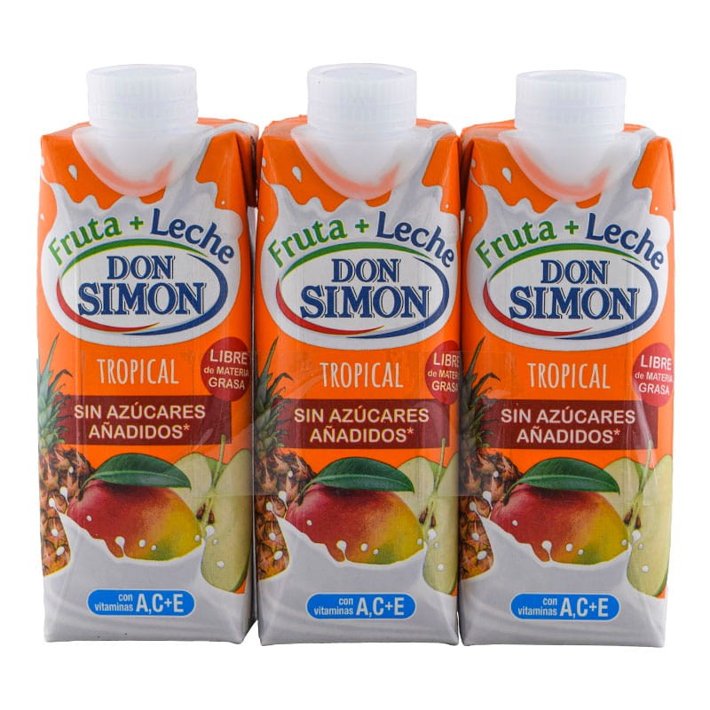 Bebida de zumo de frutas y leche sin azúcares añadidos Don Simón 33 cl pack 3 bricks Bebida de zumo de frutas y leche sin azúcares añadidos Don Simón 33 cl pack 3 bricks