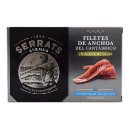 Filetes de anchoa del Cantábrico en aceite de oliva Serrats lata 120 g