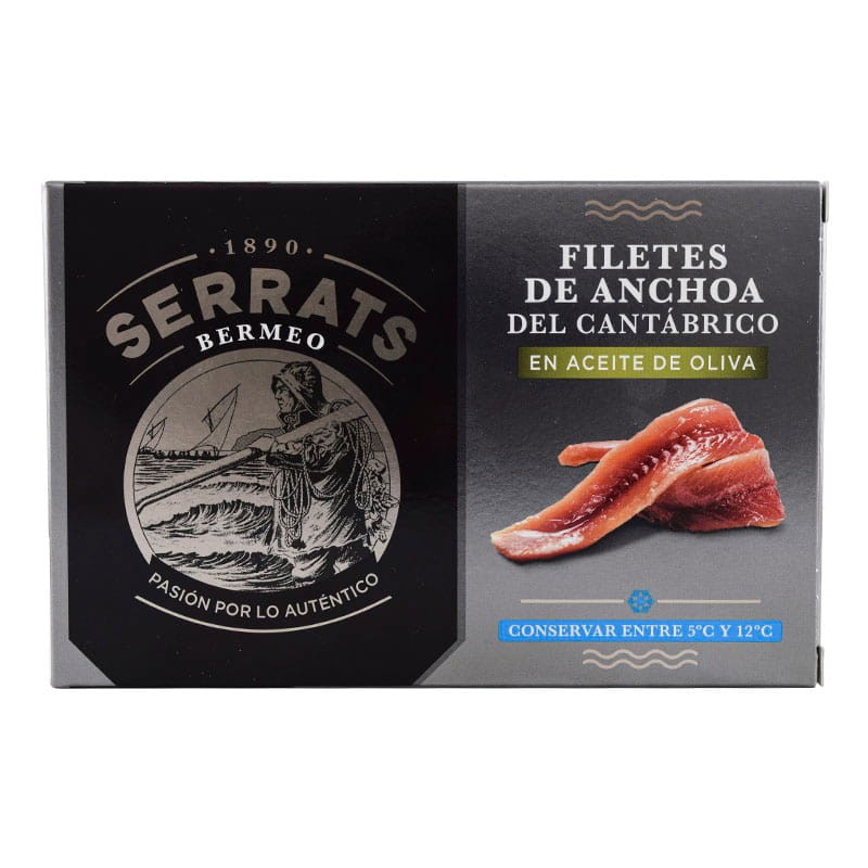 Filetes de anchoa del Cantábrico en aceite de oliva Serrats lata 120 g