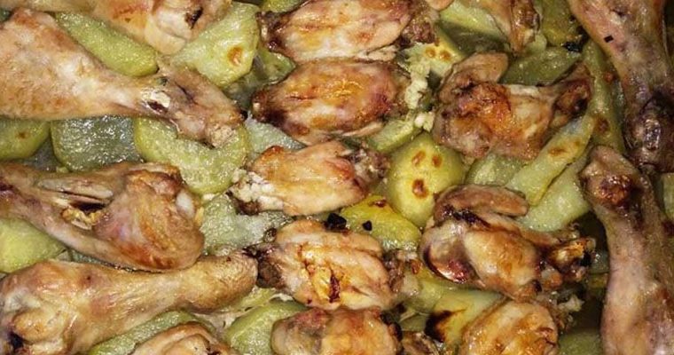 Alitas de pollo al horno con patatas
