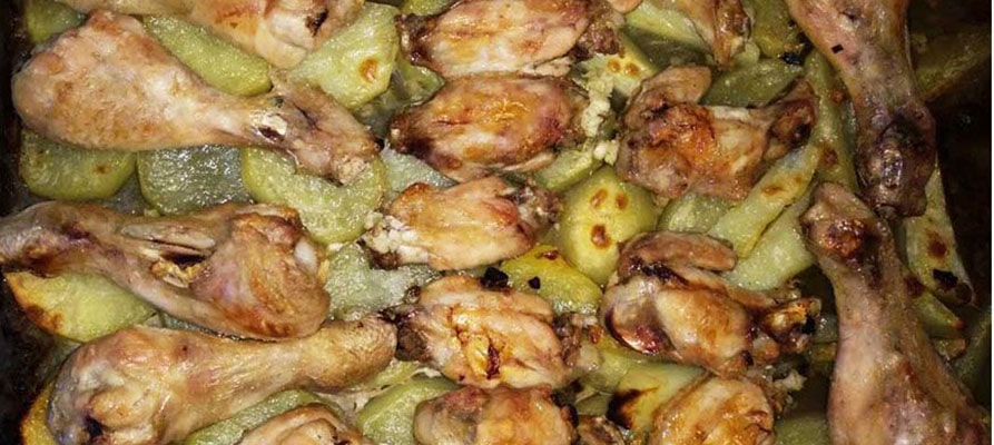 Alitas de pollo al horno con patatas