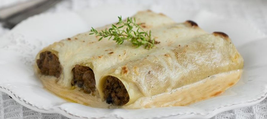 Canelones de carne y foie