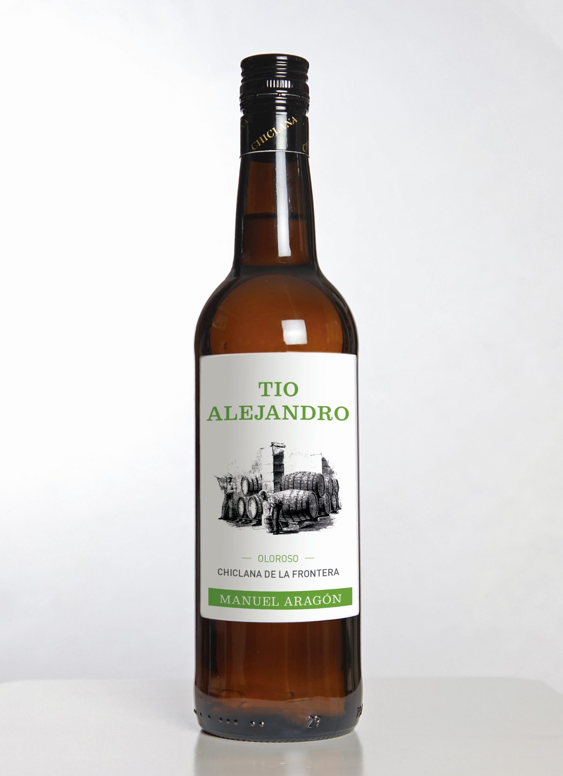 Botella de vino Oloroso Cherry de "El Tío Alejandro"