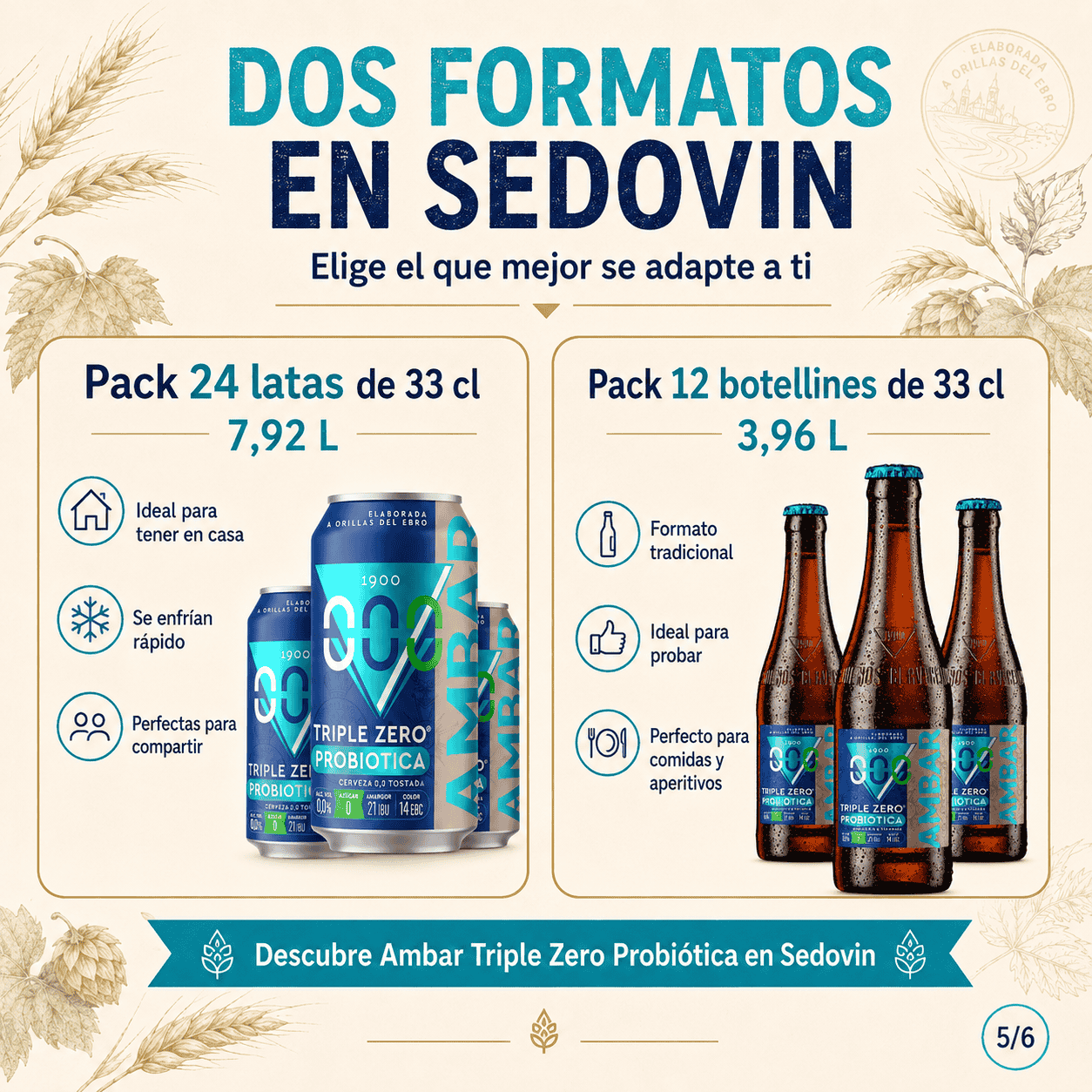 Formato cerveza Ambar Triple Zero Probiótica