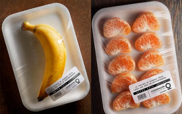 Fruta frescas envasadas en plástico
