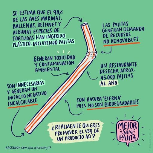 Inconvenientes del uso de pajitas de plástico